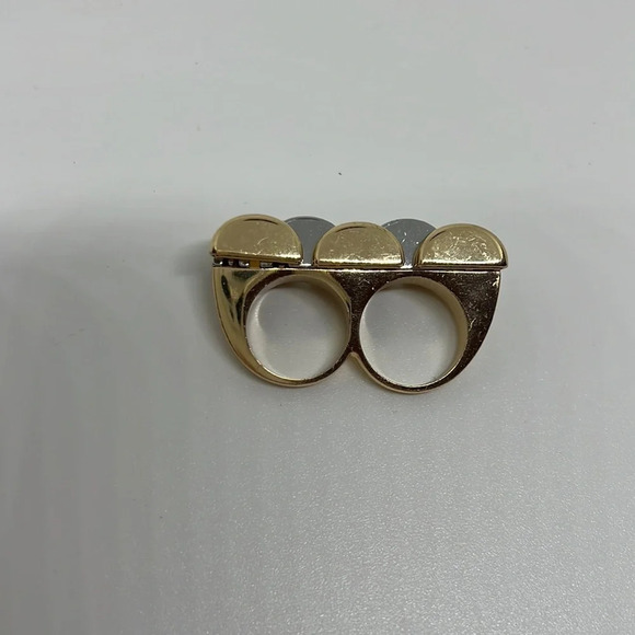 Two Tone Double Ring Size 6/7 silver and gold plated - Picture 3 of 10